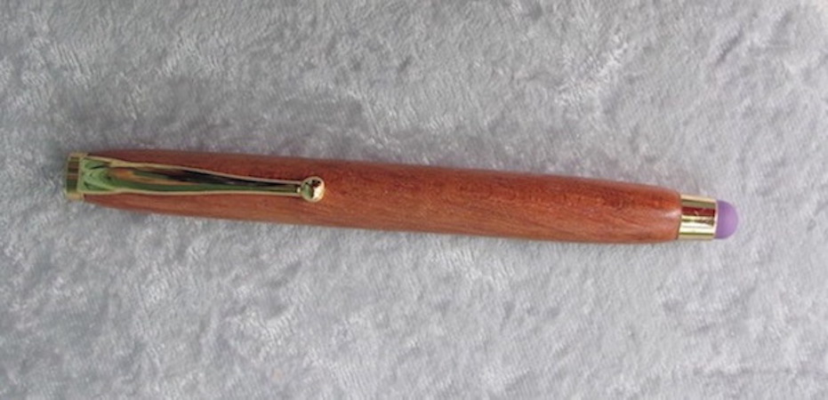 Solo stylus in bubinga with gold and purple hardware